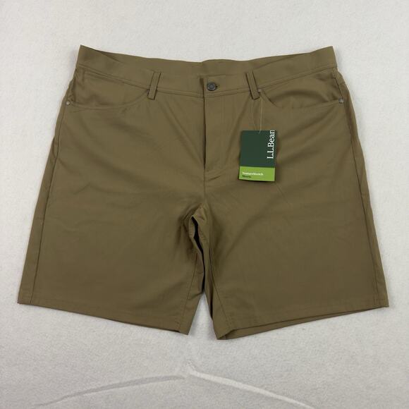 LL Bean Mens Venture Stretch Shorts 42W 10" Beige 5-Pocket Nylon Hiking New - Picture 3 of 12